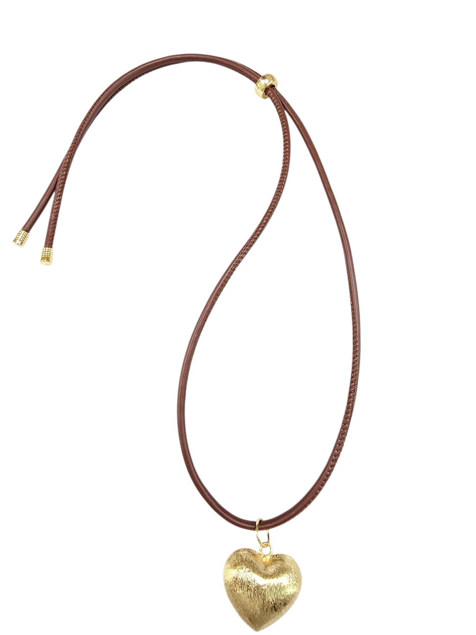 Adjustable cord necklace with gold heart pendant NC-SJ2088