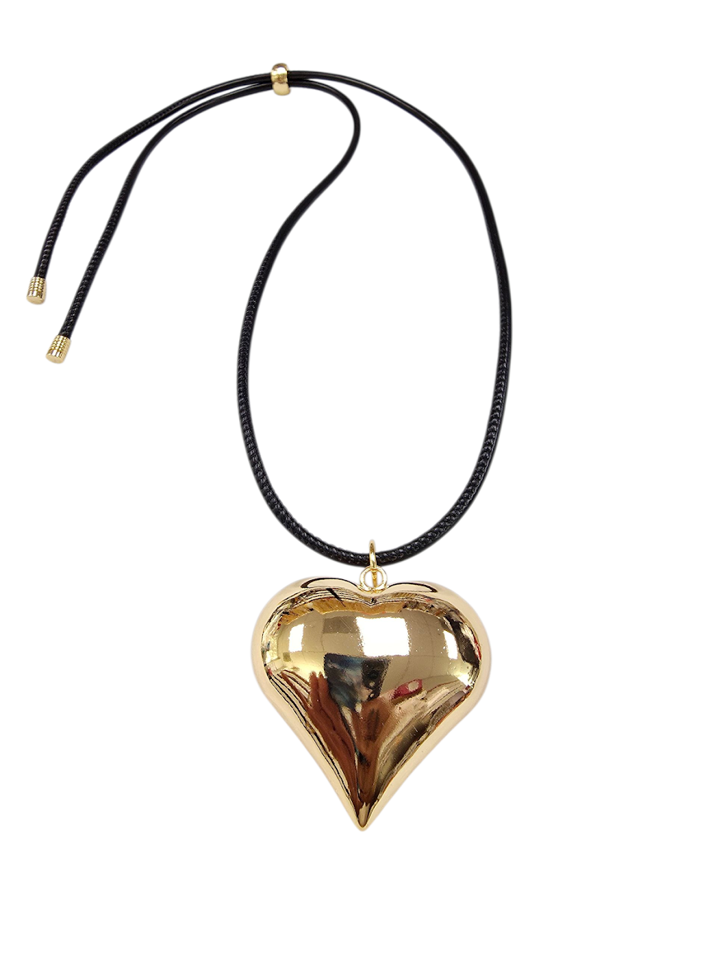 Puffy Gold Heart on a Black Cord NC-SJ2087