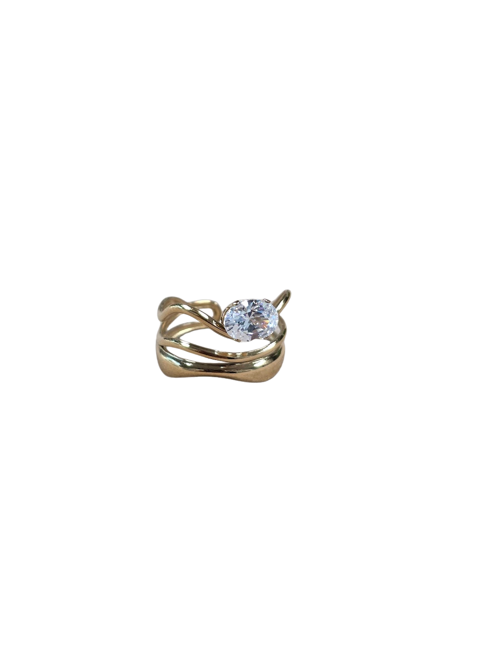 Wavy Double Band Diamond Ring RI-0339