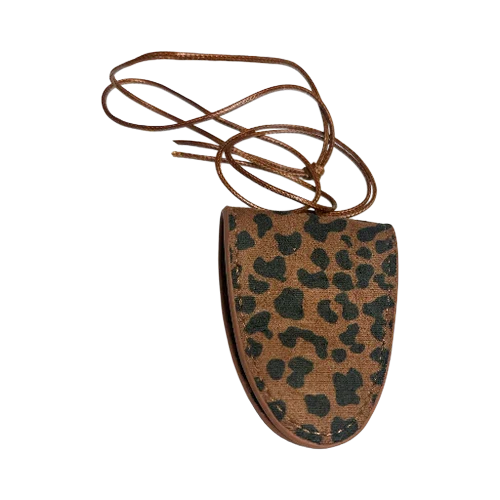 COW PRINT TAN GLASSES LEATHER PU NECKLACE CARRIER AC-0009