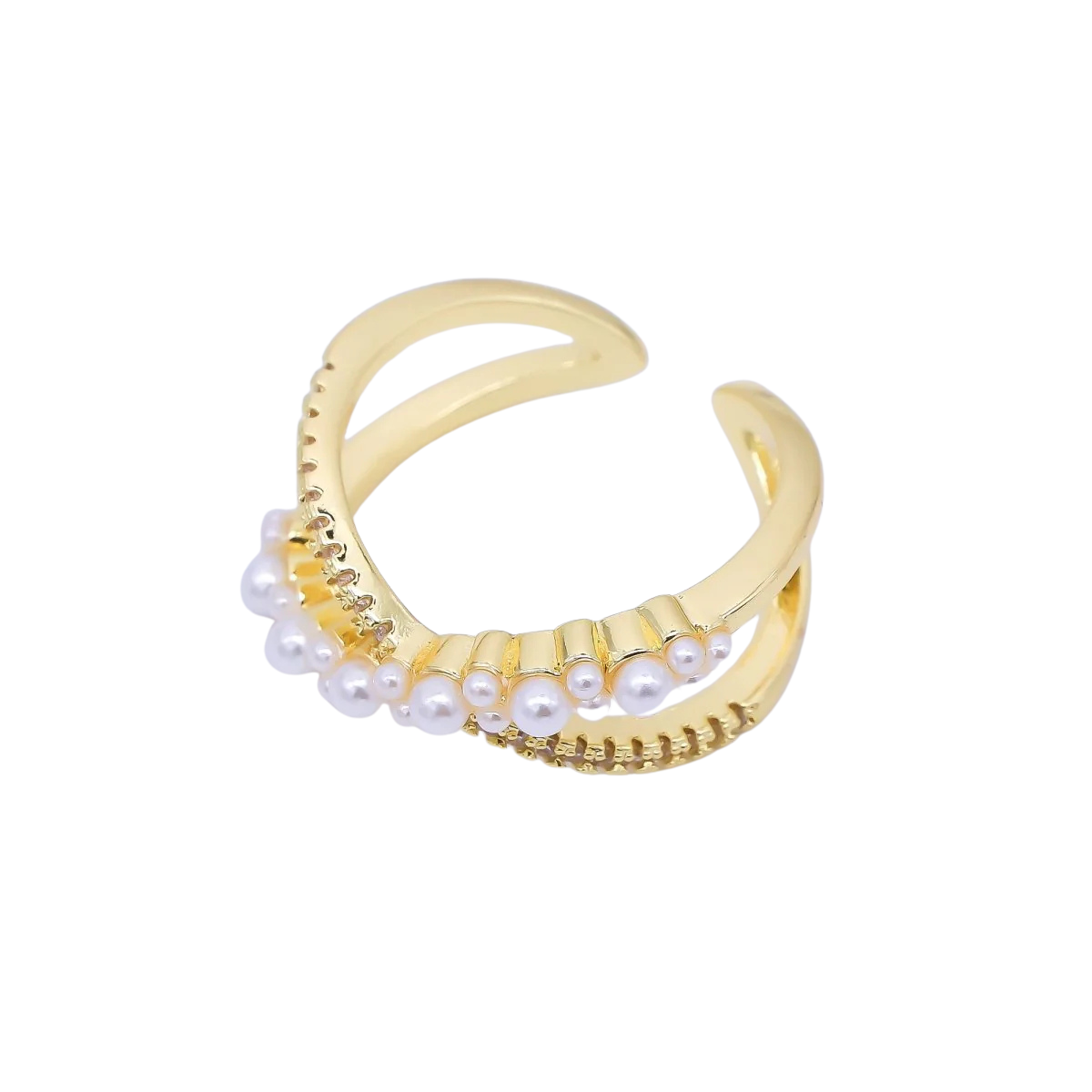 Pearl Diamond Double Ring