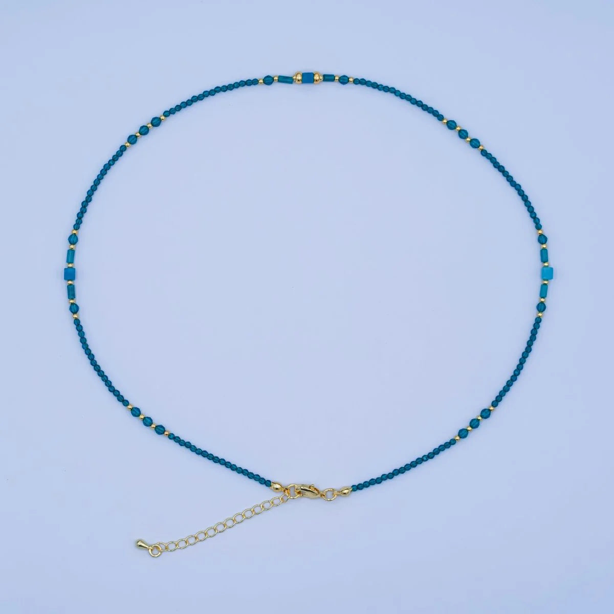 Blue Gemstone Bead 17 Inch Necklace CN-0092