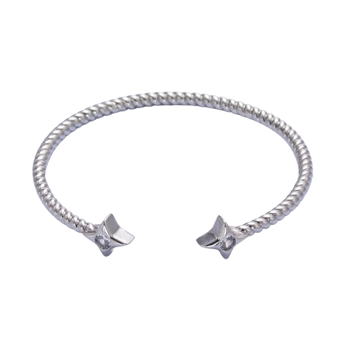 Gold Celestial Star CZ Croissant Cuff Bracelet in Gold & Silver ✦ BR-21WA2734 BR-21WA2735