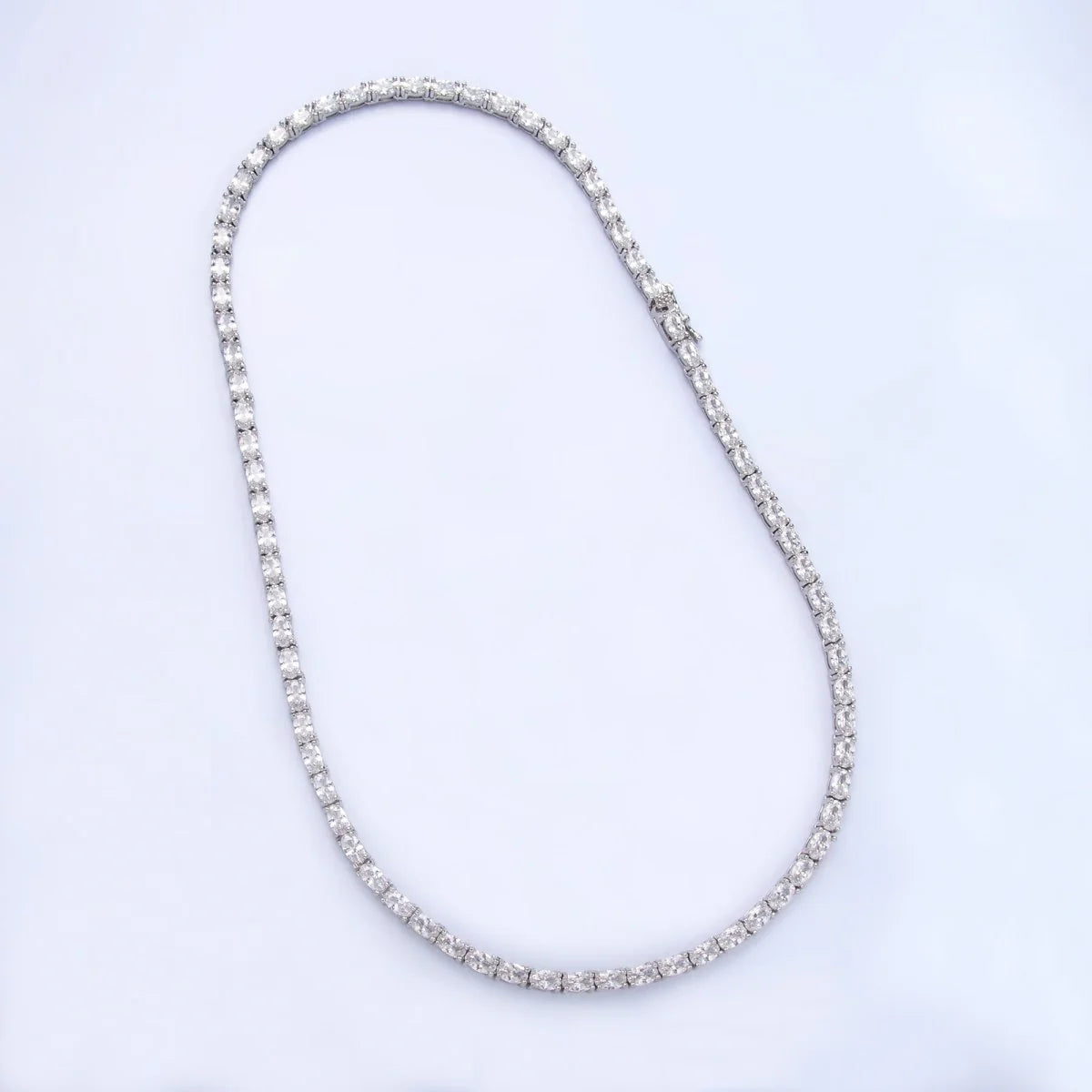 Clear Oval CZ Tennis Chain 16 Inch Necklace in Gold & Silver NC-21WA3024 CN-21WA3025