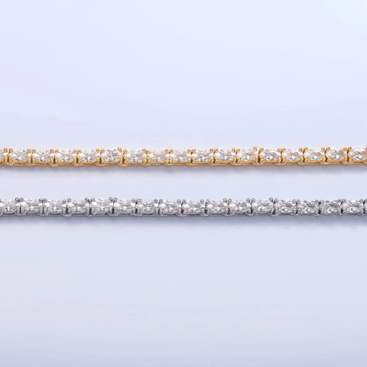 Clear Oval CZ Tennis Chain 16 Inch Necklace in Gold & Silver NC-21WA3024 CN-21WA3025