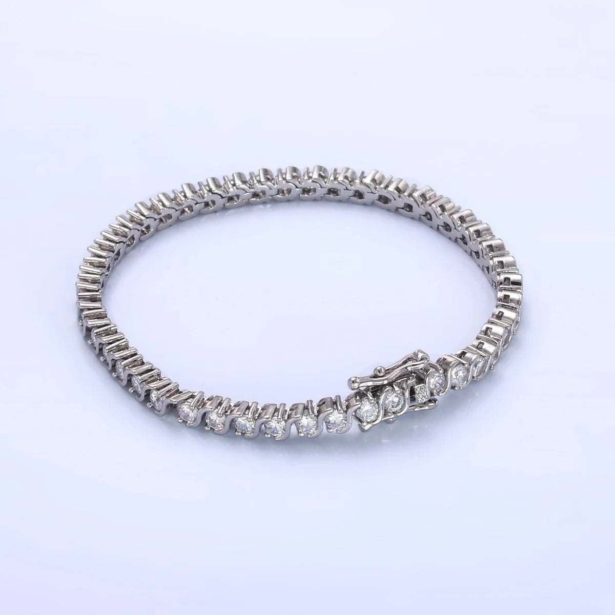 Curved S-Link Tennis Chain Bracelet in Gold & Silver ✦ CN-21WA3037 CN-21WA3036