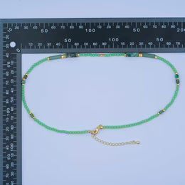 Green Malachite Gemstone Bead 17 Inch Necklace CN-0098