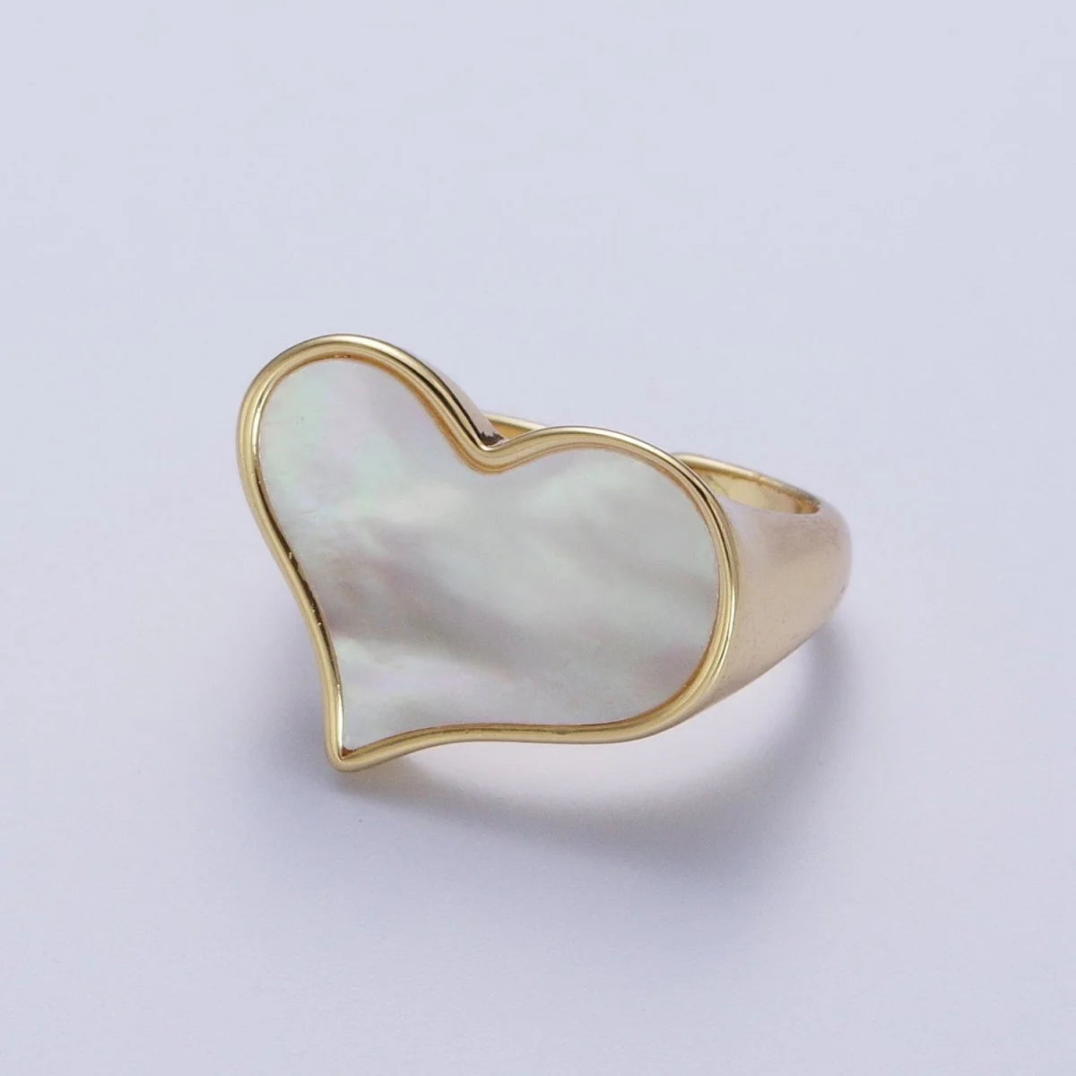 Pearl  Gold Heart Adjustable Ring