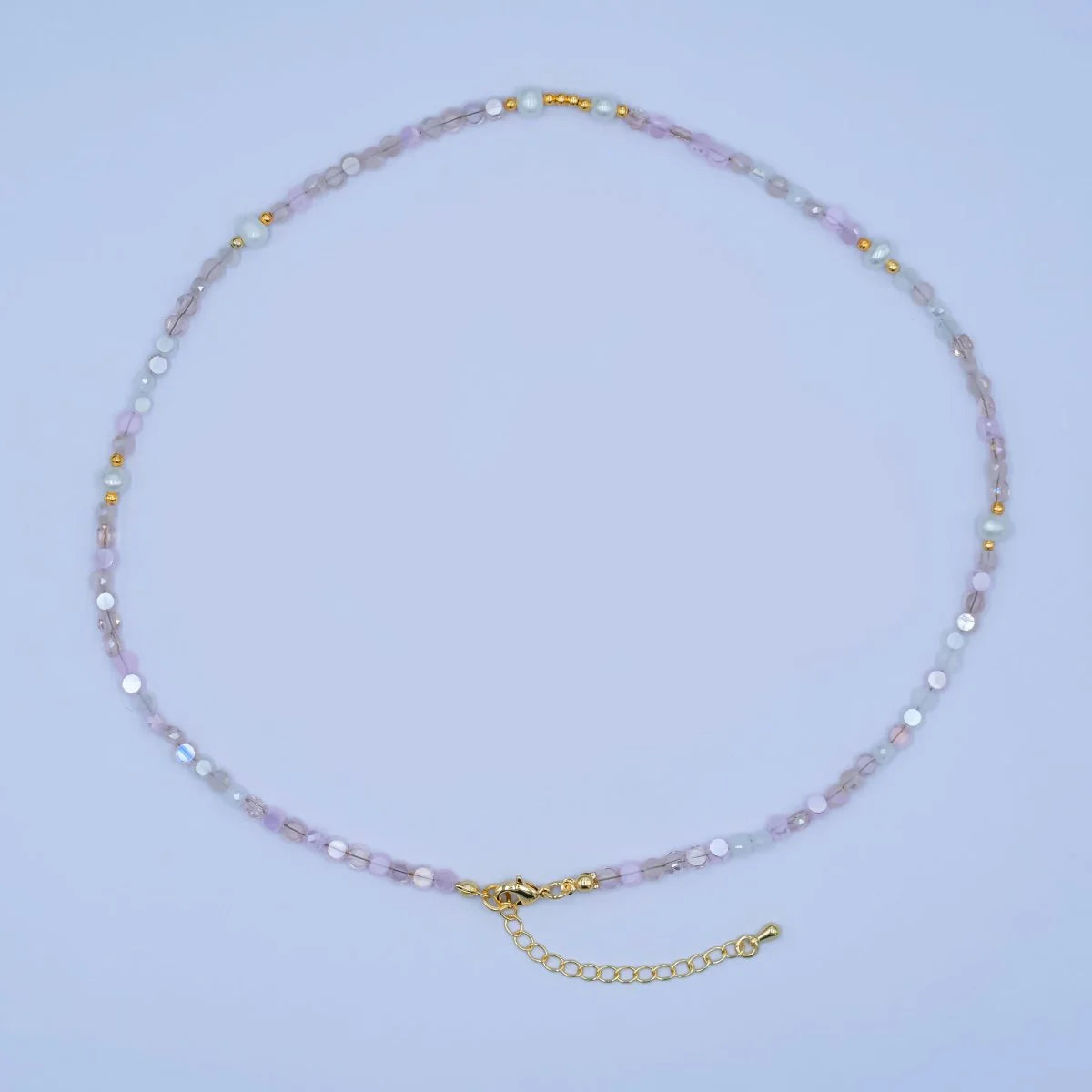 Pink Multifaceted Gemstone 17.5 Inch Necklace CN-0304