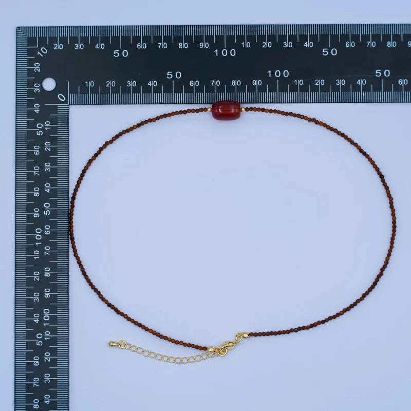 Red Carnelian Gemstone Bead 17 Inch Necklace CN-0094