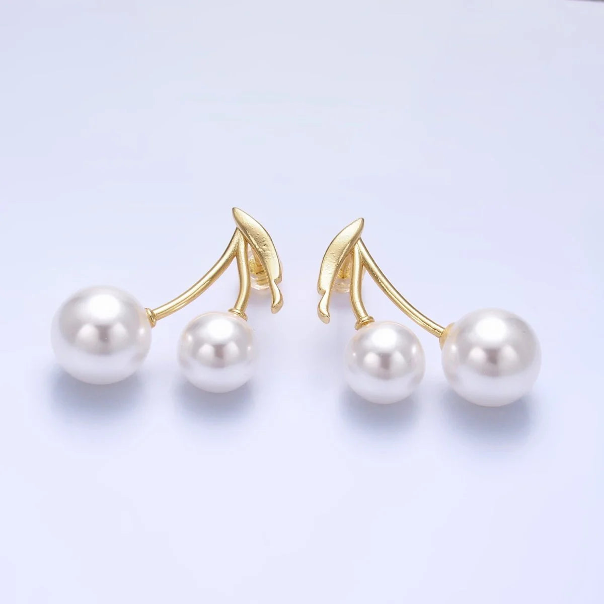 Pearl Cherrys  Stud Earrings  ✦ EA-0180