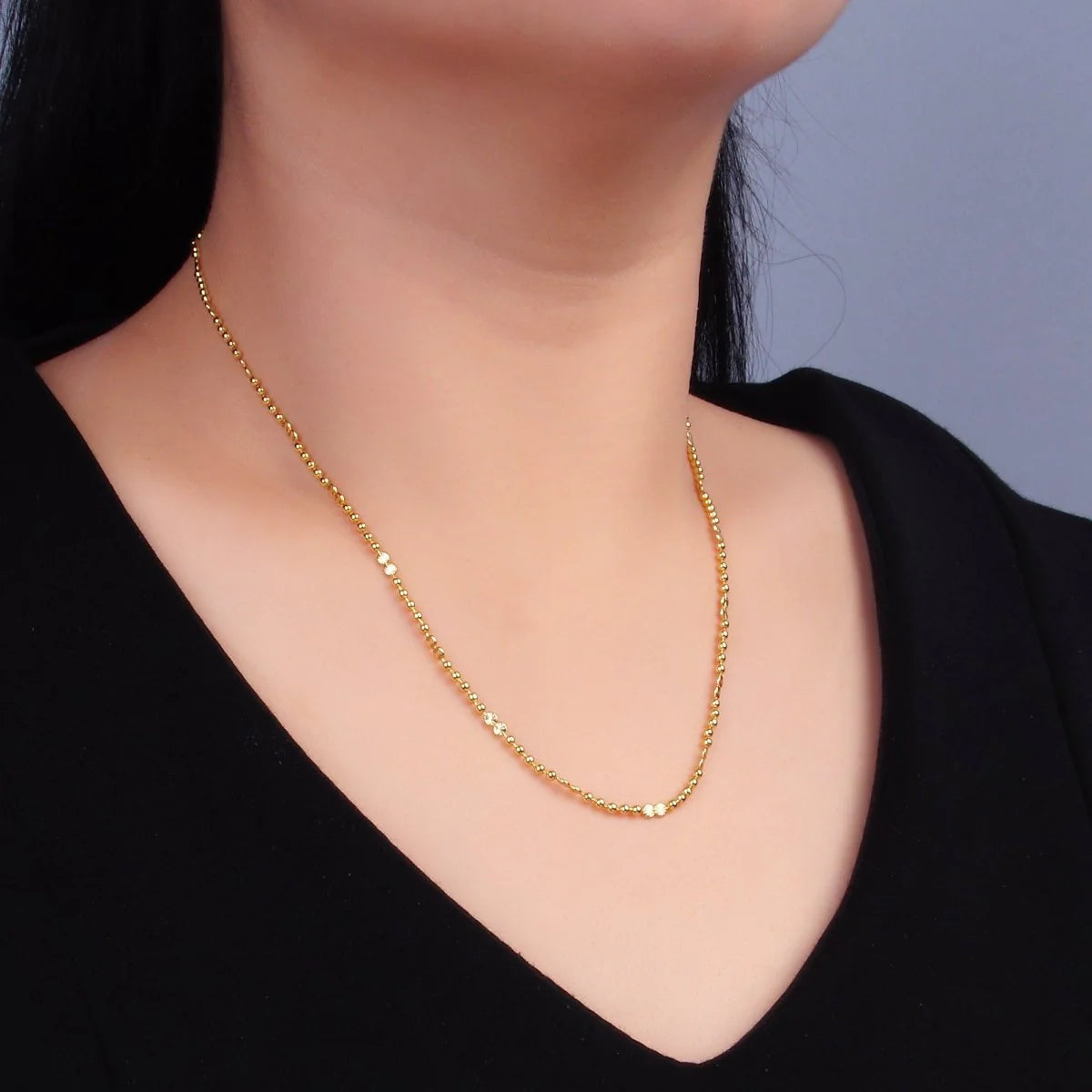 Sunburst Satellite Beaded Chain Necklace NC-21WA3238