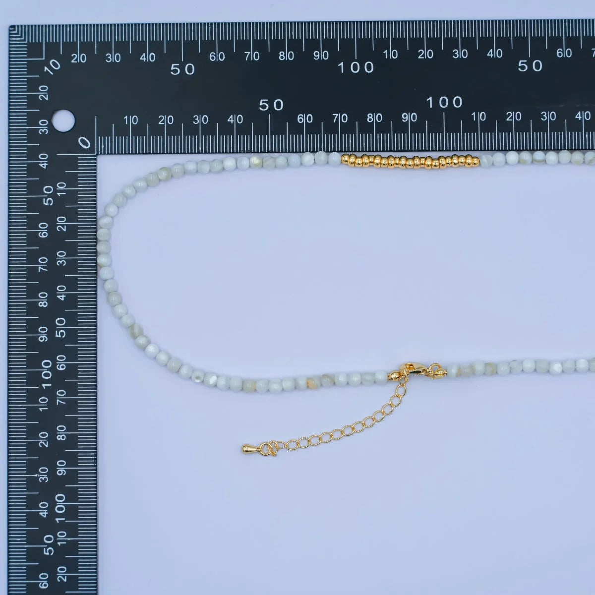 White Gemstone Bead 17 Inch Necklace CN-0302