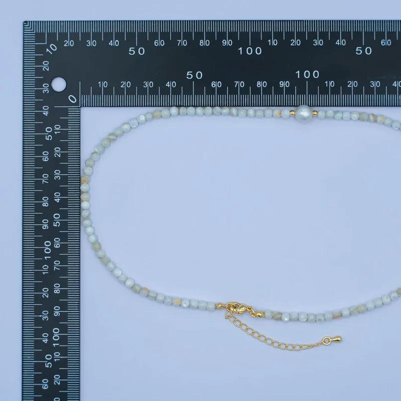 White Shell Pearl Gemstone 17 Inch Necklace CN-0303