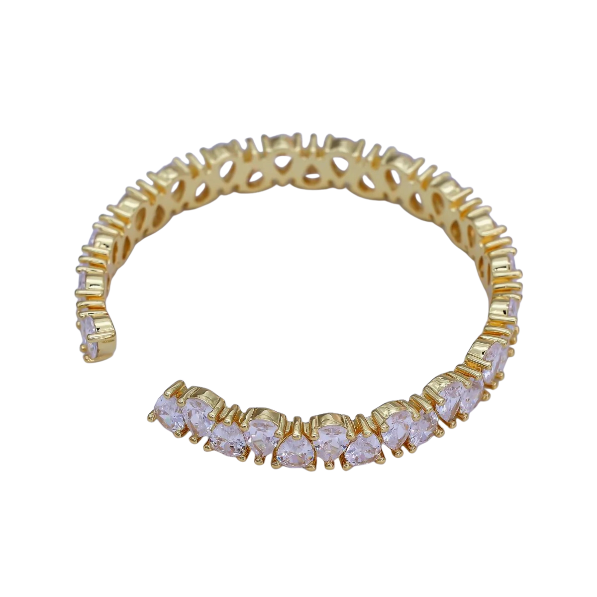 Clear CZ Teardrop Reverse Tennis Cuff Bracelet ✦ BR-21WA3139