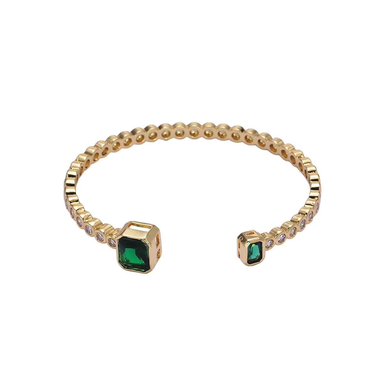 Dainty CZ Emerald Cuff Bangle ✦ BR-21WA1976