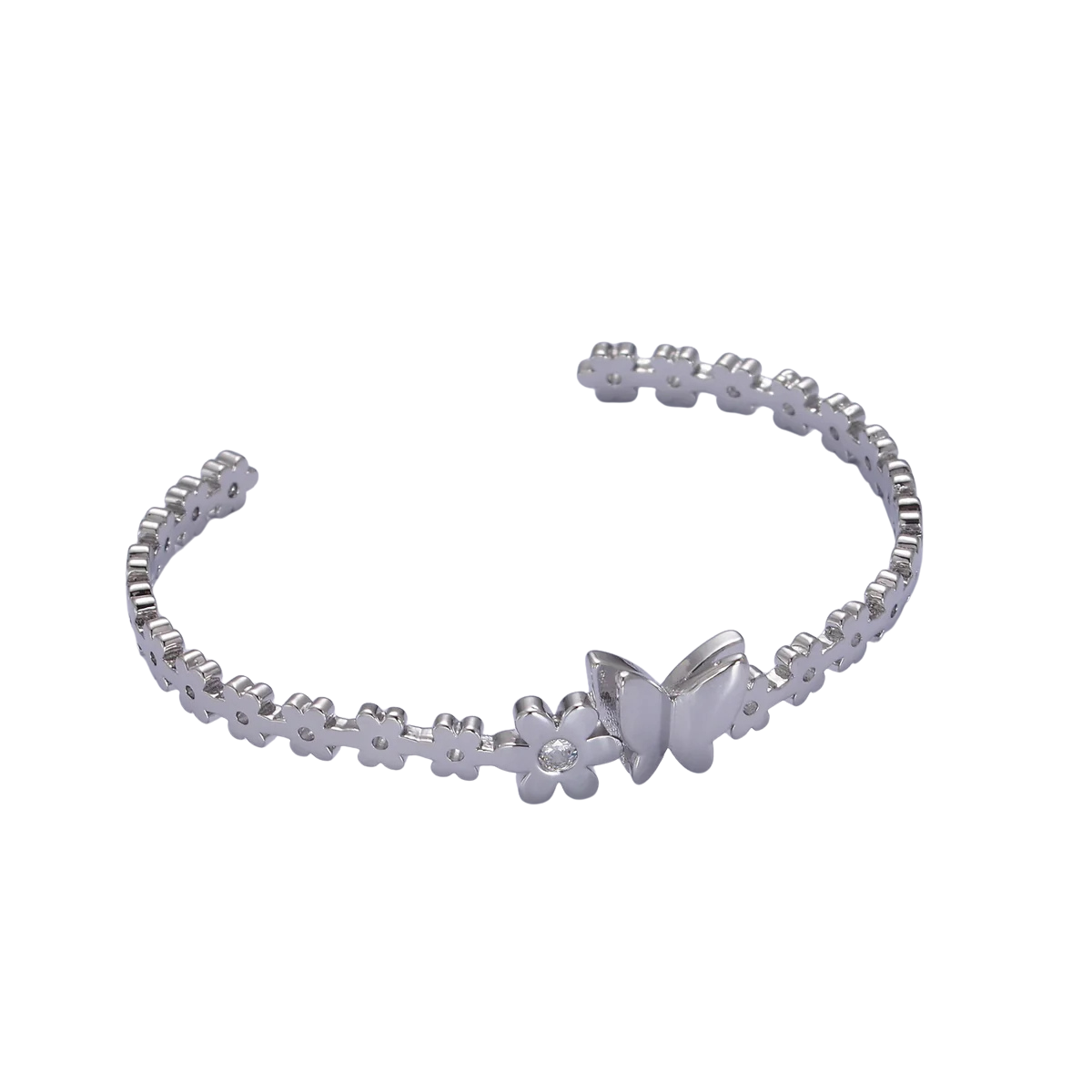 Gold Butterfly Bracelet Whimsical Flower Floral Bangle Bracelet Open Adjustable Jewelry ✦ BR-21WA778 BR-21WA779