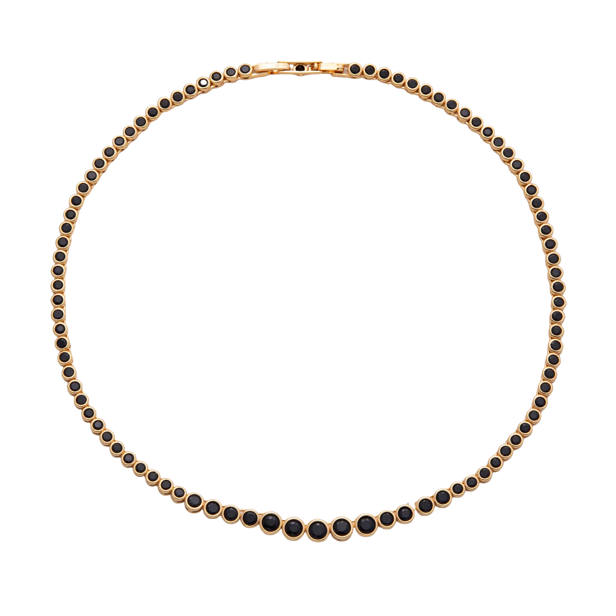 Black CZ Round Bezel Gradient Tennis Chain 16 Inch NC-21WA4058