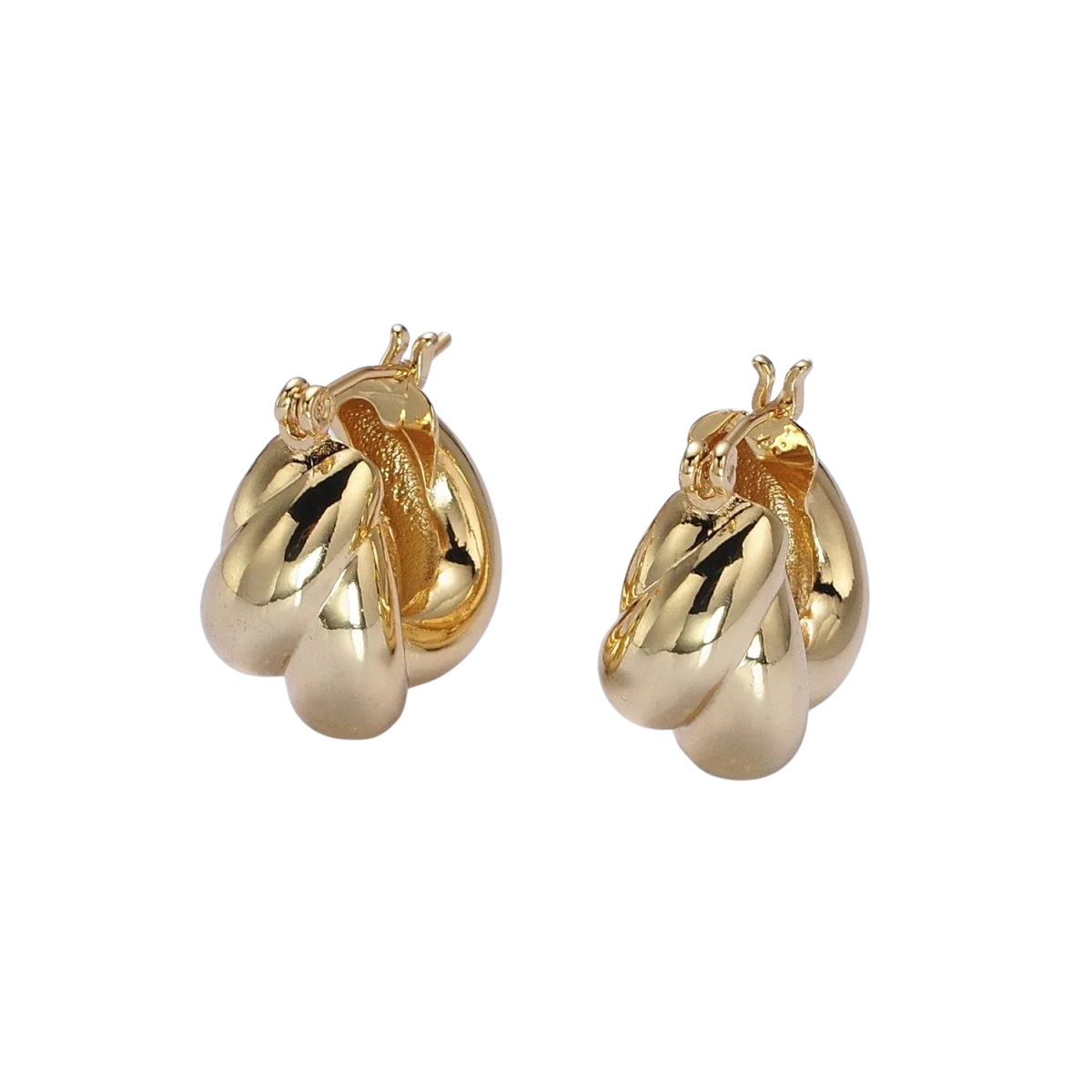 Dome Croissant Latch Earrings in Silver & Gold EA-21AB1429 EA-21AB1432