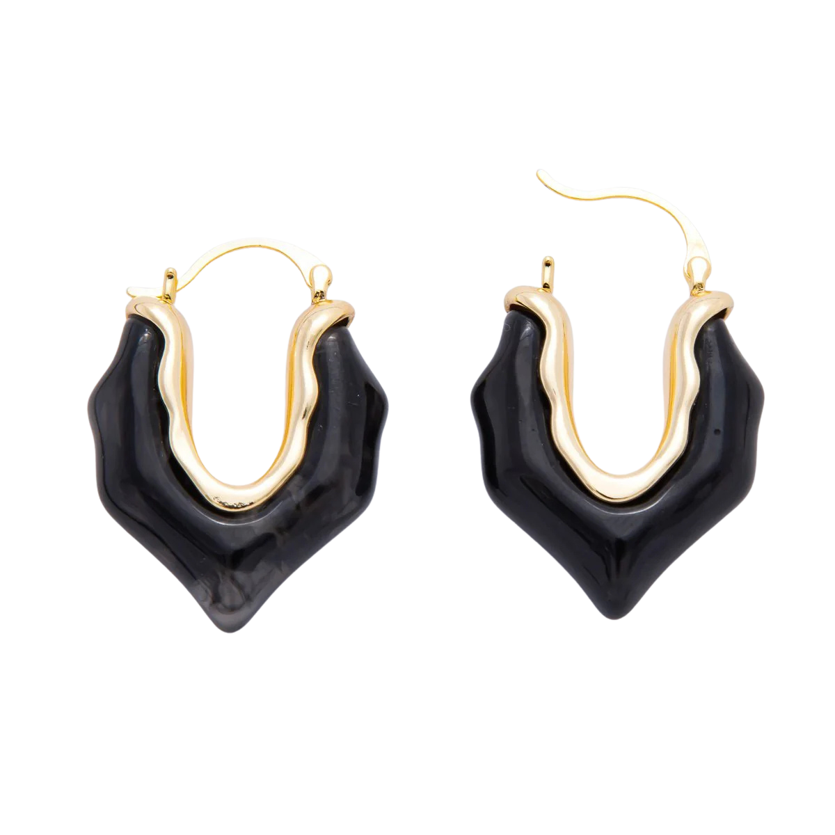 Resin Irregular V-Shaped Latch Hoop Earrings EA-21AJ257 EA-21AJ260