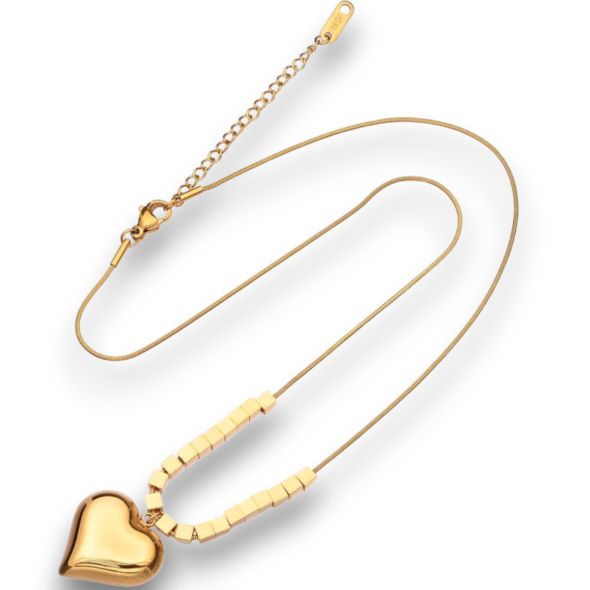 Stainless Steel Heart Bead Snake Chain Necklace CN-21WA3172
