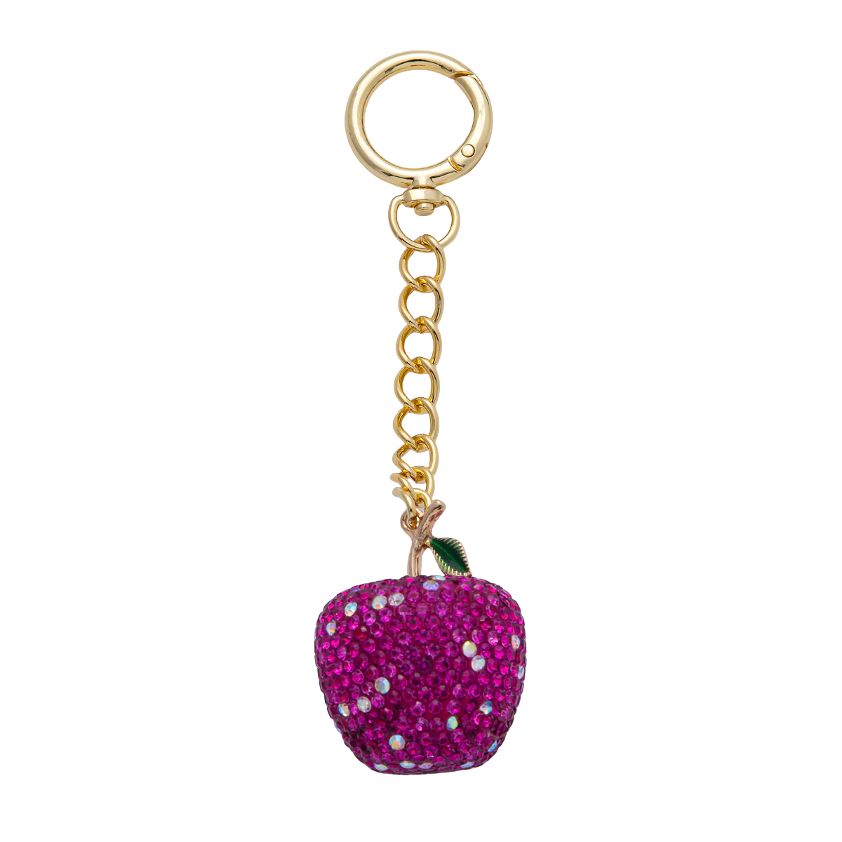 Apple Bedazzled Bag Charm Keychain Heart Key Ring ✦ WB-00268 to WB-00272