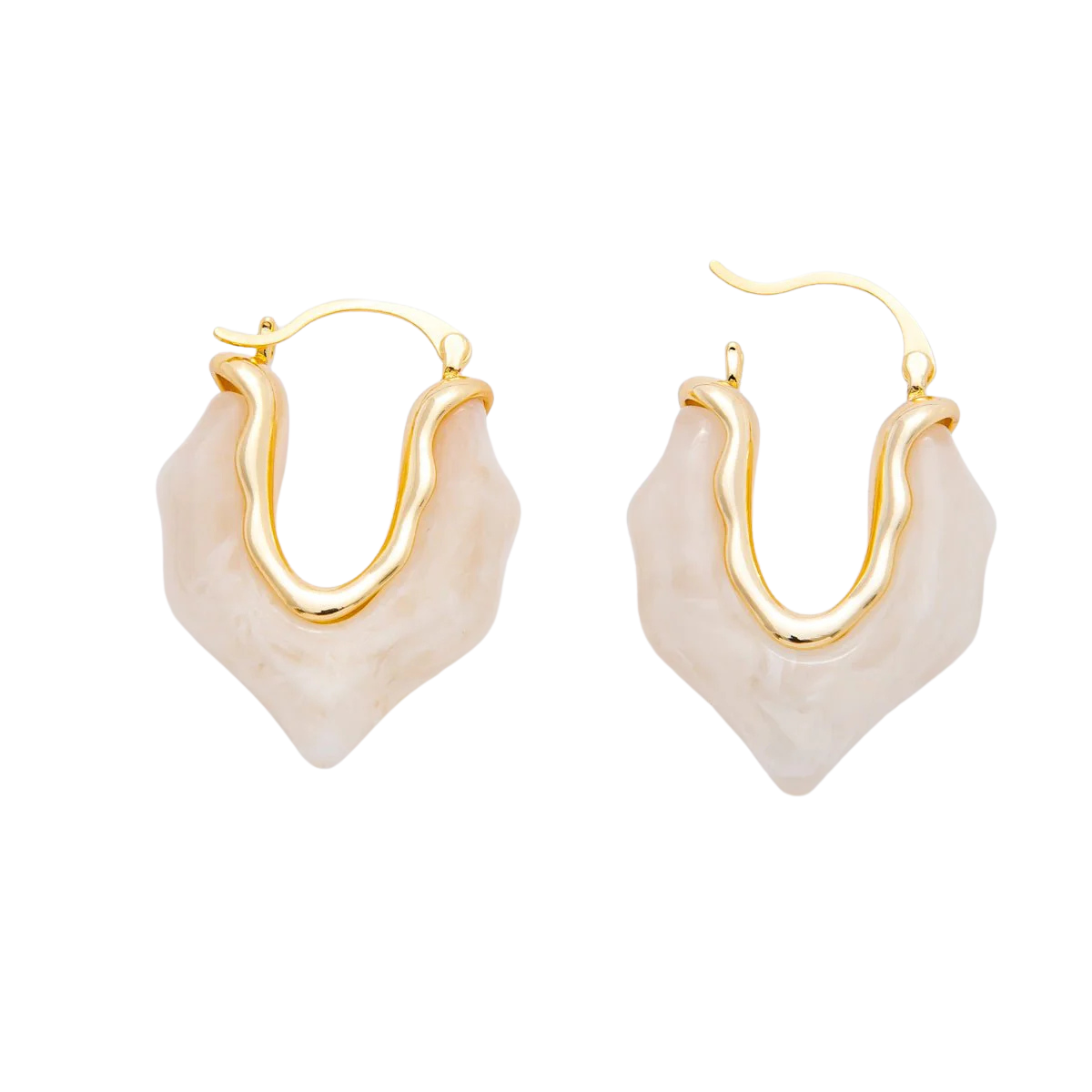 Resin Irregular V-Shaped Latch Hoop Earrings EA-21AJ257 EA-21AJ260