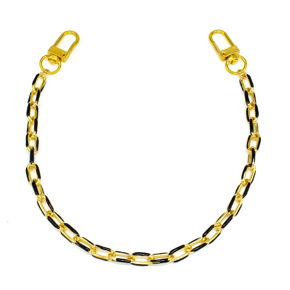 Black Enamel Paper Clip Bag Chain/Phone Strap PH-SJ0062