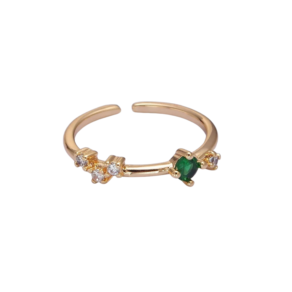 Cosmic Dainty Emerald CZ Ring