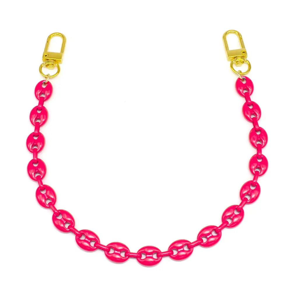 Hot Pink Enamel Puffy Anchor Bag Chain/Phone Strap PH-SJ0066