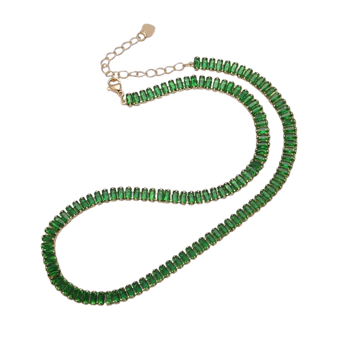 Green Tennis Baguette Necklace NC-21WA938