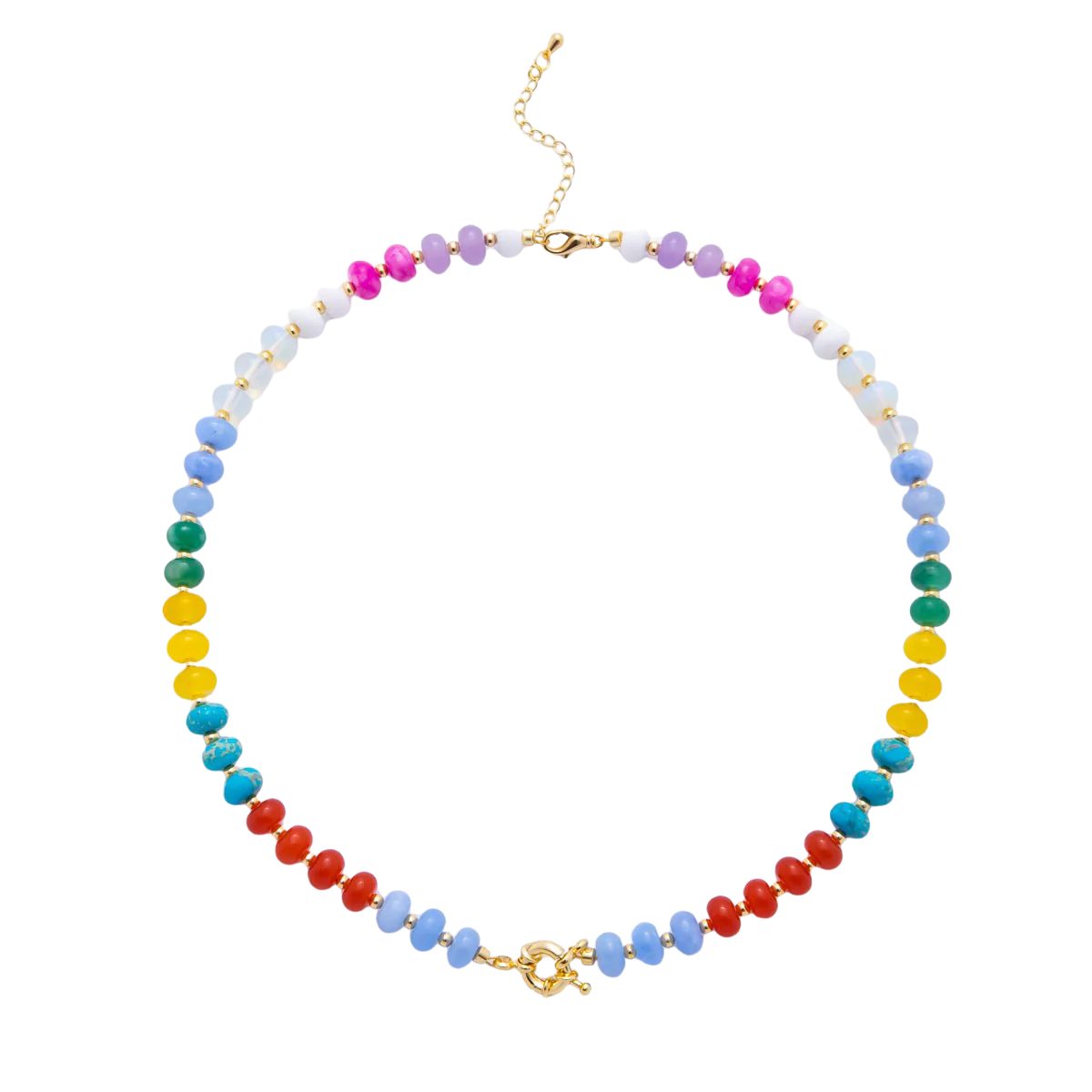 Colorful Candy Gemstone Beaded Chain Necklace NC-21WA3318 -NC-21WA3332