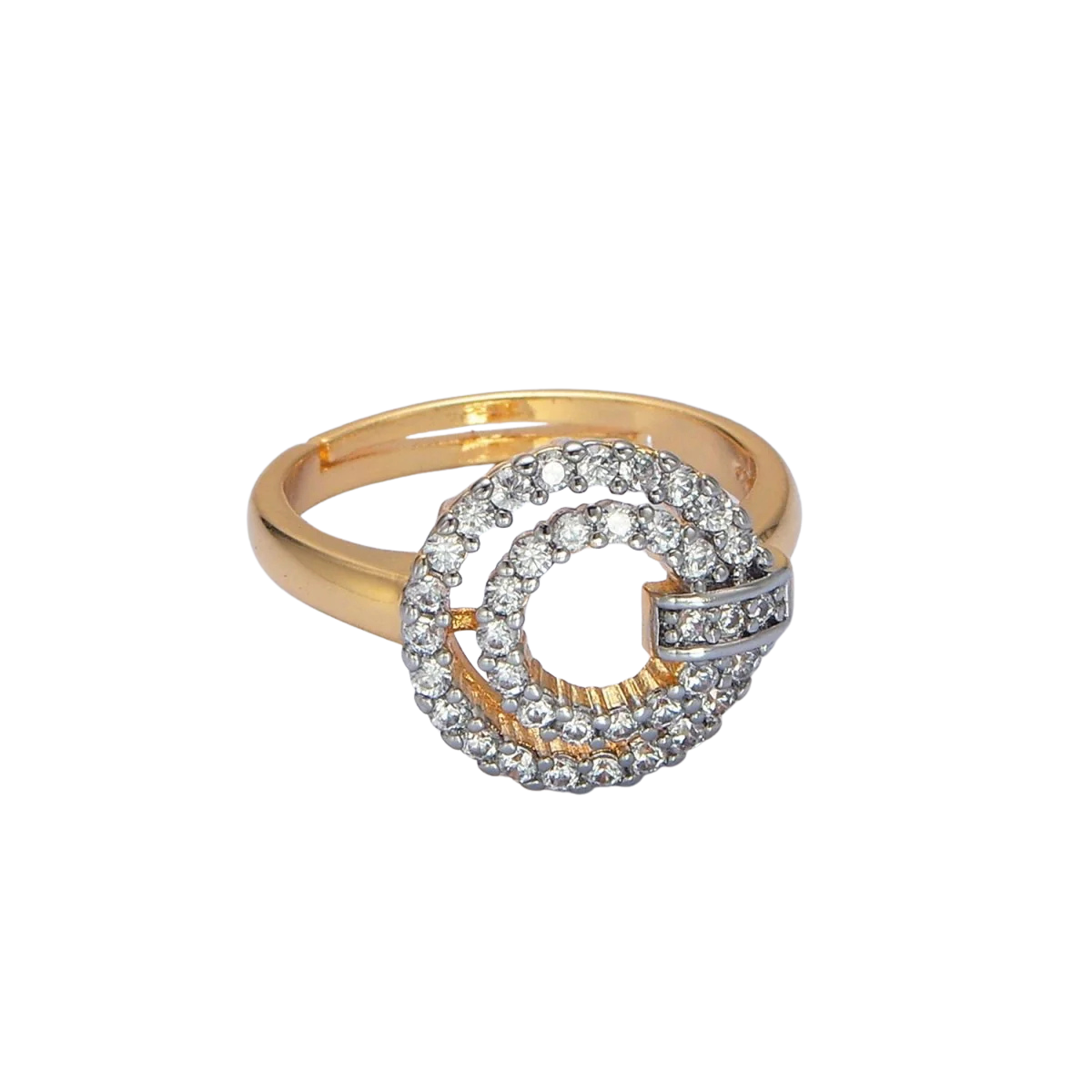 Circle Double Dainty Mixed Metal Ring RI-21O1427