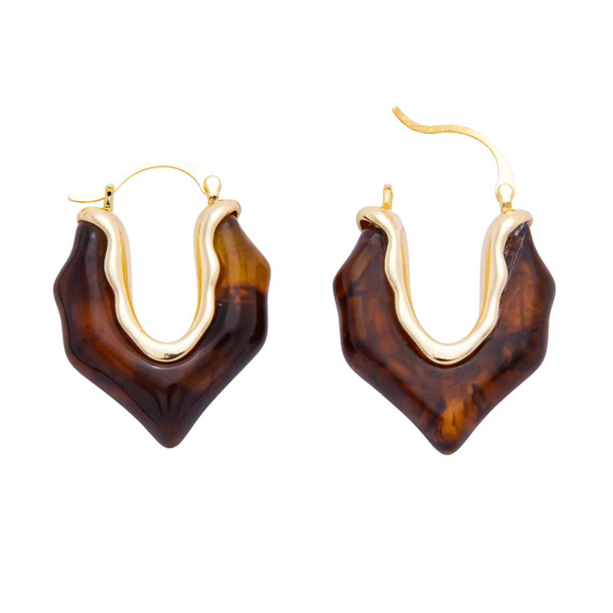 Resin Irregular V-Shaped Latch Hoop Earrings EA-21AJ257 EA-21AJ260