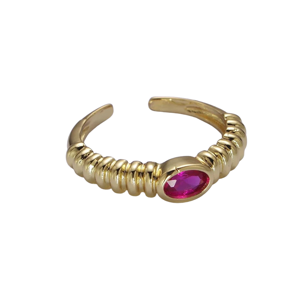 Fuchsia Dome Ribbed Ring
