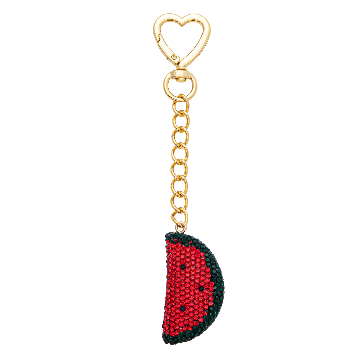 Watermelon Bedazzled Bag Charm Keychain Heart Key Ring ✦
