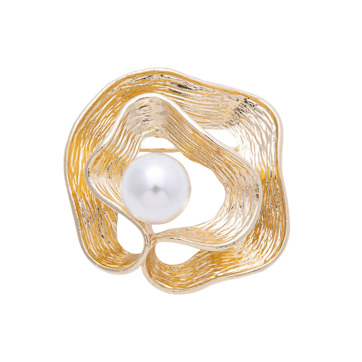 White Pearl Geometric Foil Brooch Pin BH-21BH074