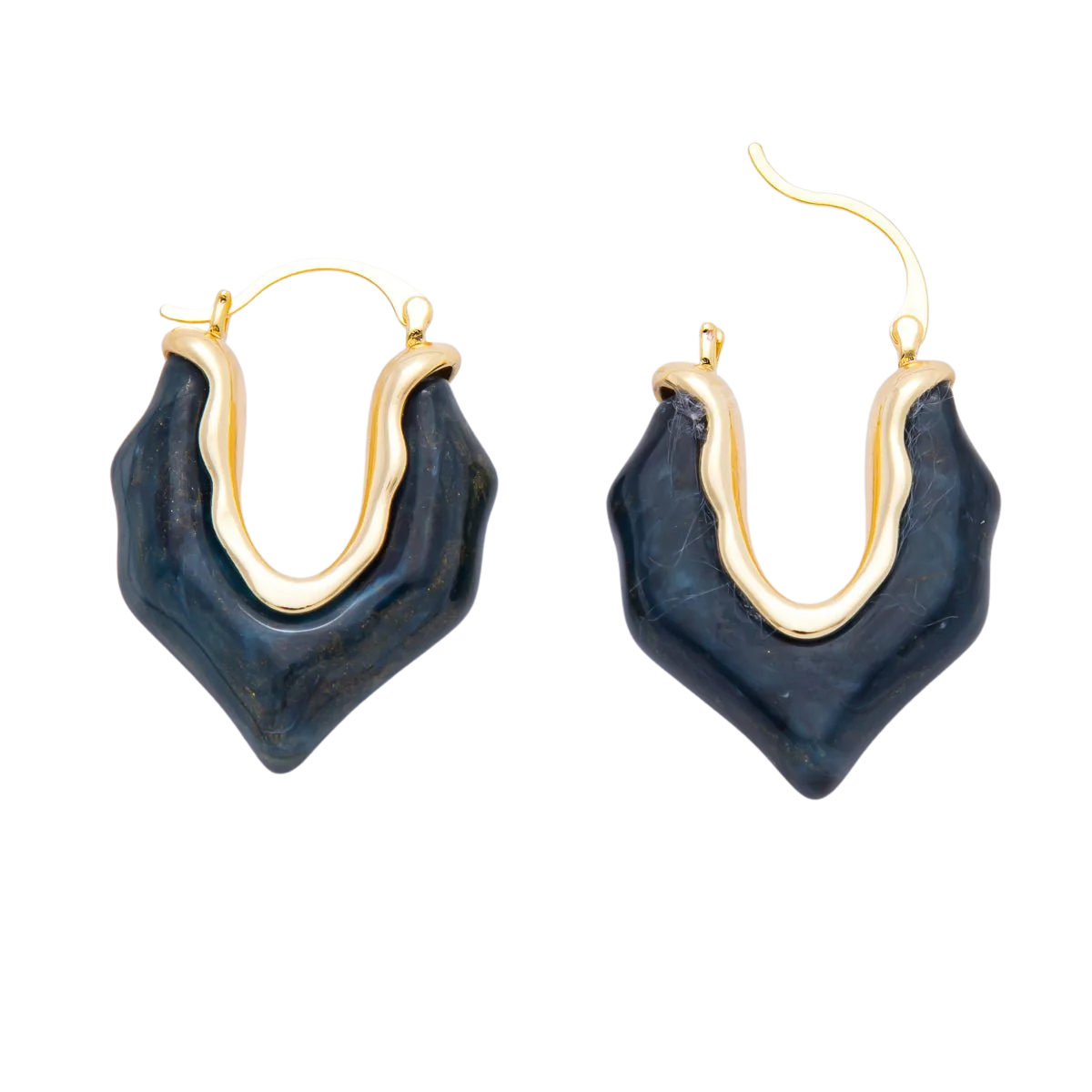 Resin Irregular V-Shaped Latch Hoop Earrings EA-21AJ257 EA-21AJ260
