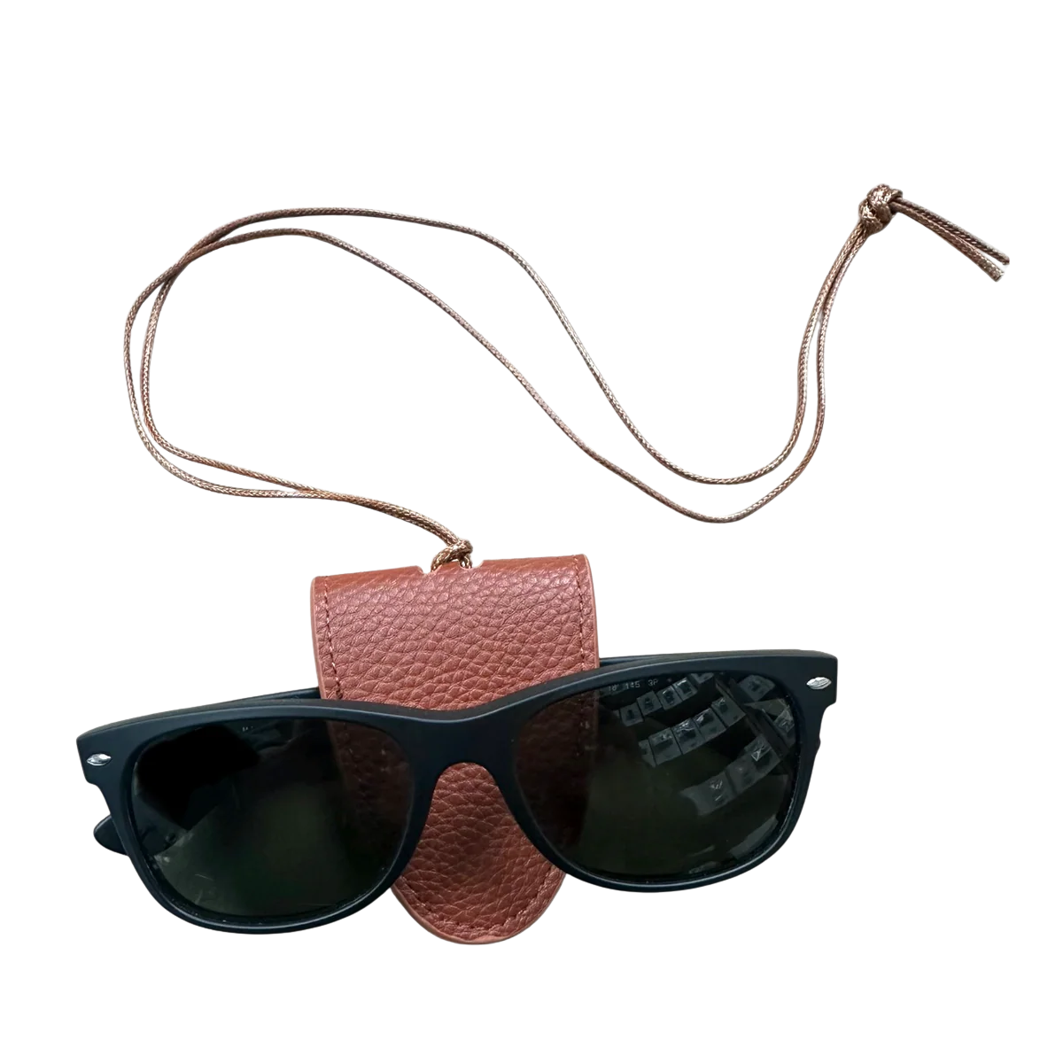 BEIGE COW PRINT GLASSES LEATHER PU NECKLACE CARRIER AC-0007