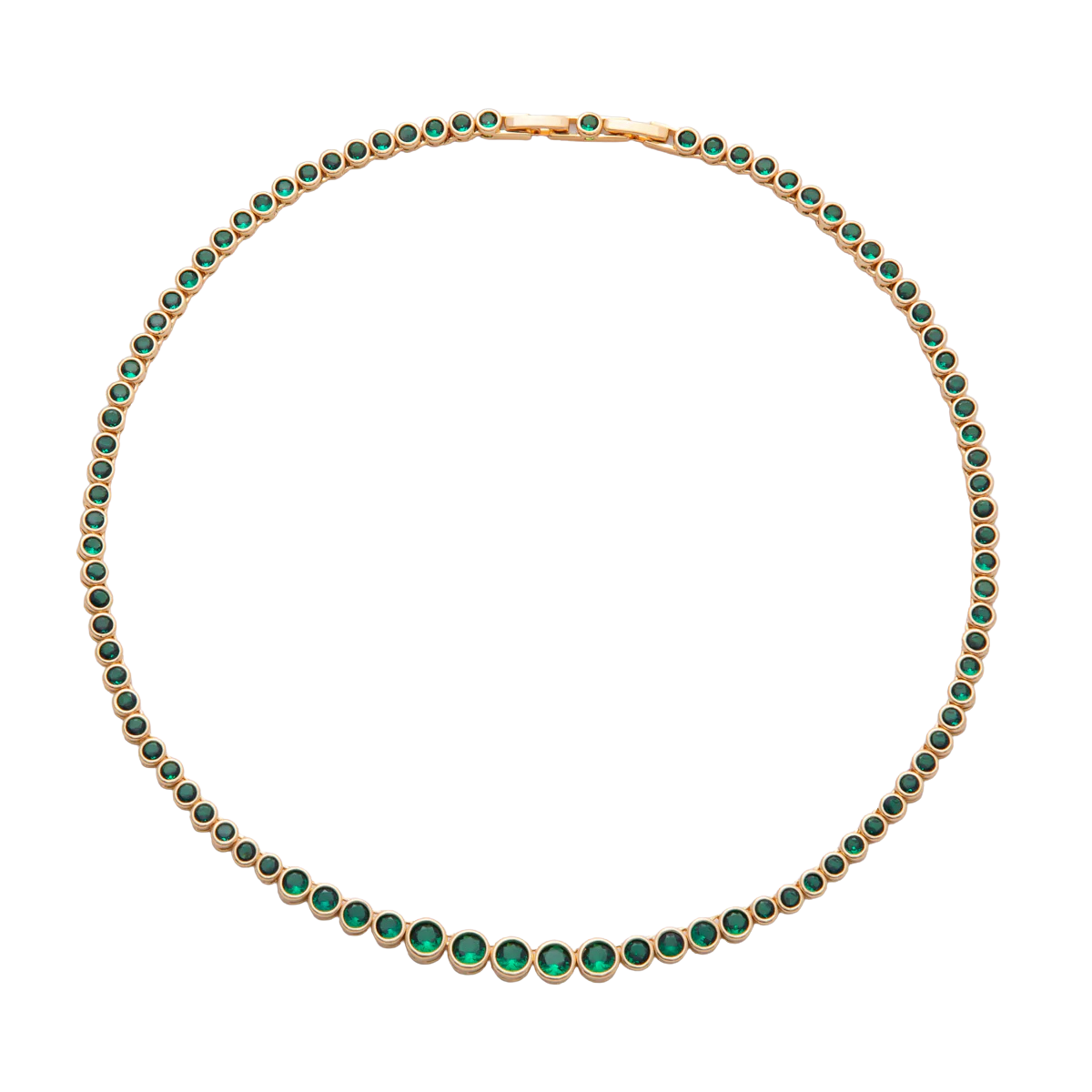 Green CZ Round Bezel Gradient Tennis Chain 16 Inch NC-21WA4059