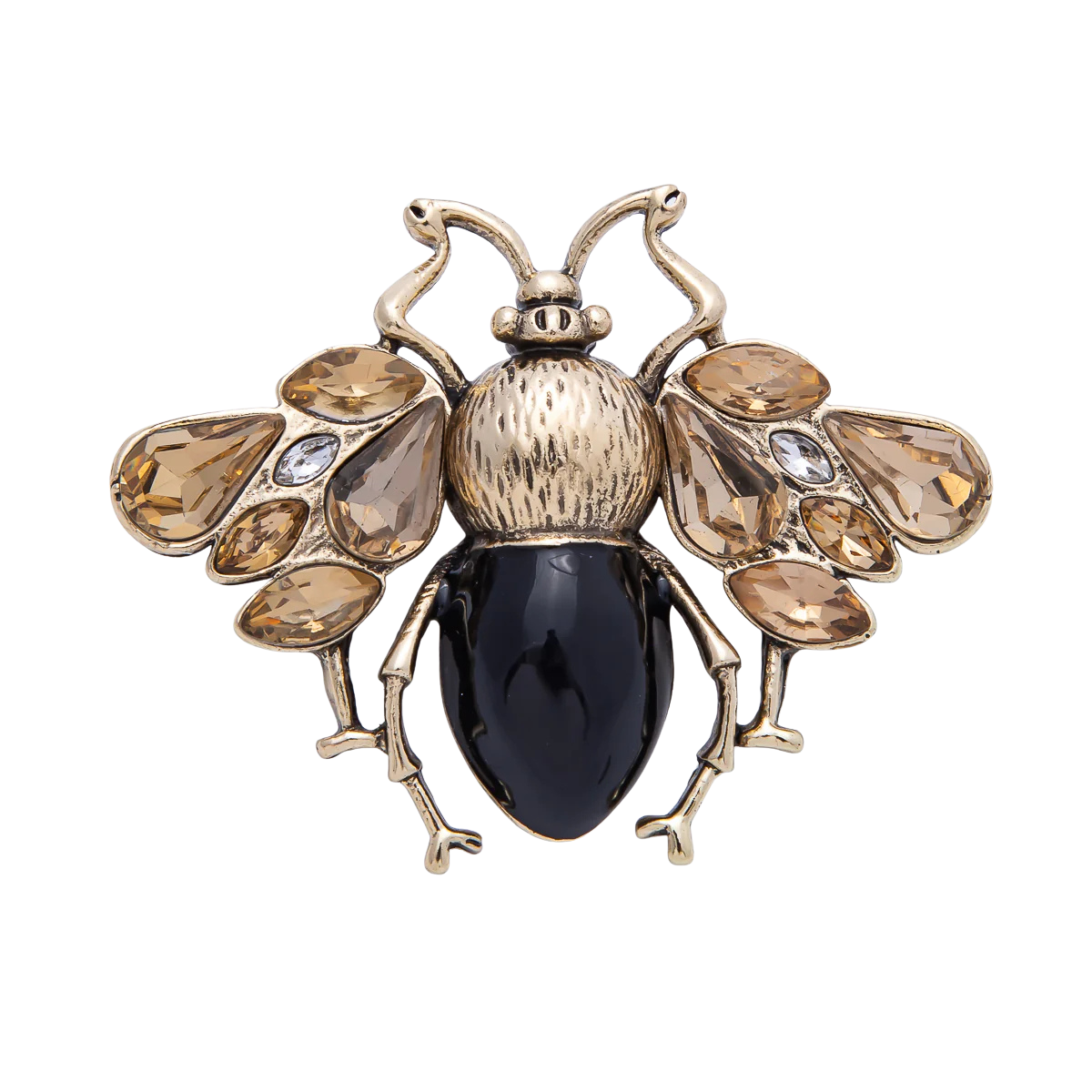 Gold Gemstone Beetle CZ Brooch Pin