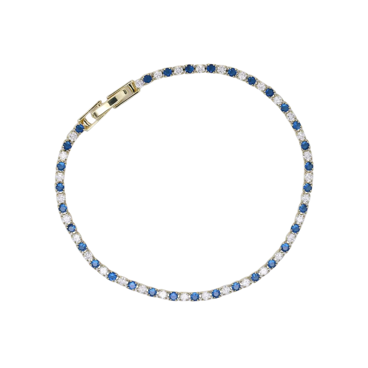 Blue Round CZ Alternate 7 Inches Tennis Bracelet BR-21WA3820