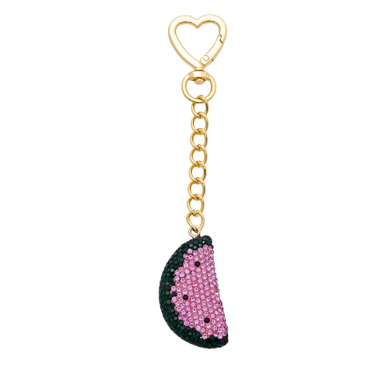 Watermelon Bedazzled Bag Charm Keychain Heart Key Ring ✦