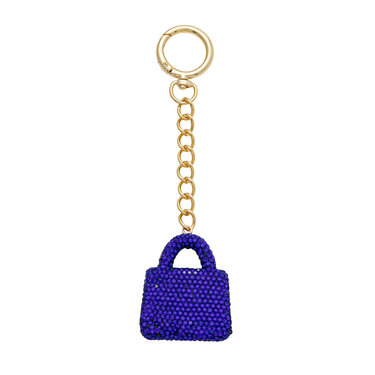 Bedazzled Purse Bag Charm Keychain round gold clip