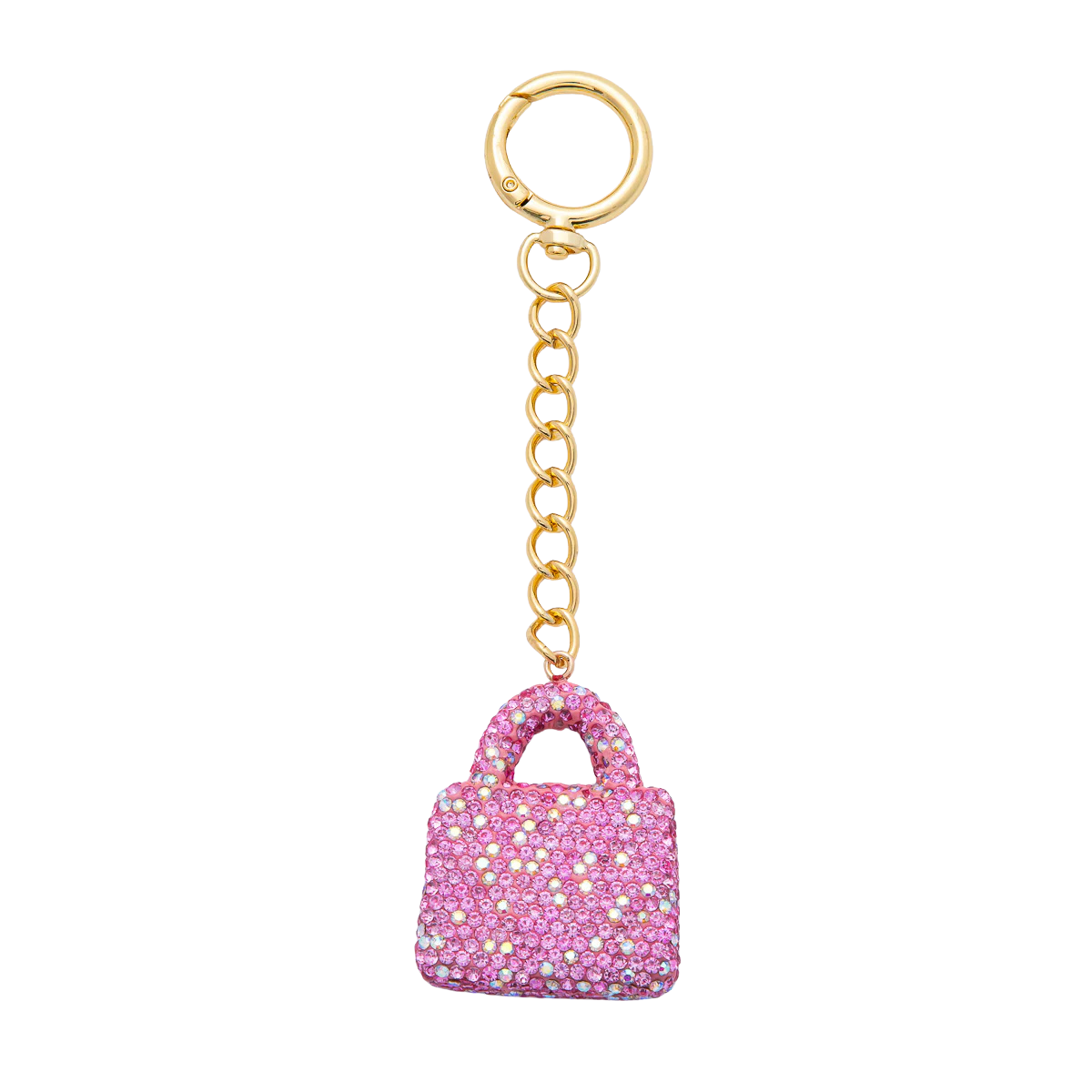 Bedazzled Purse Bag Charm Keychain round gold clip