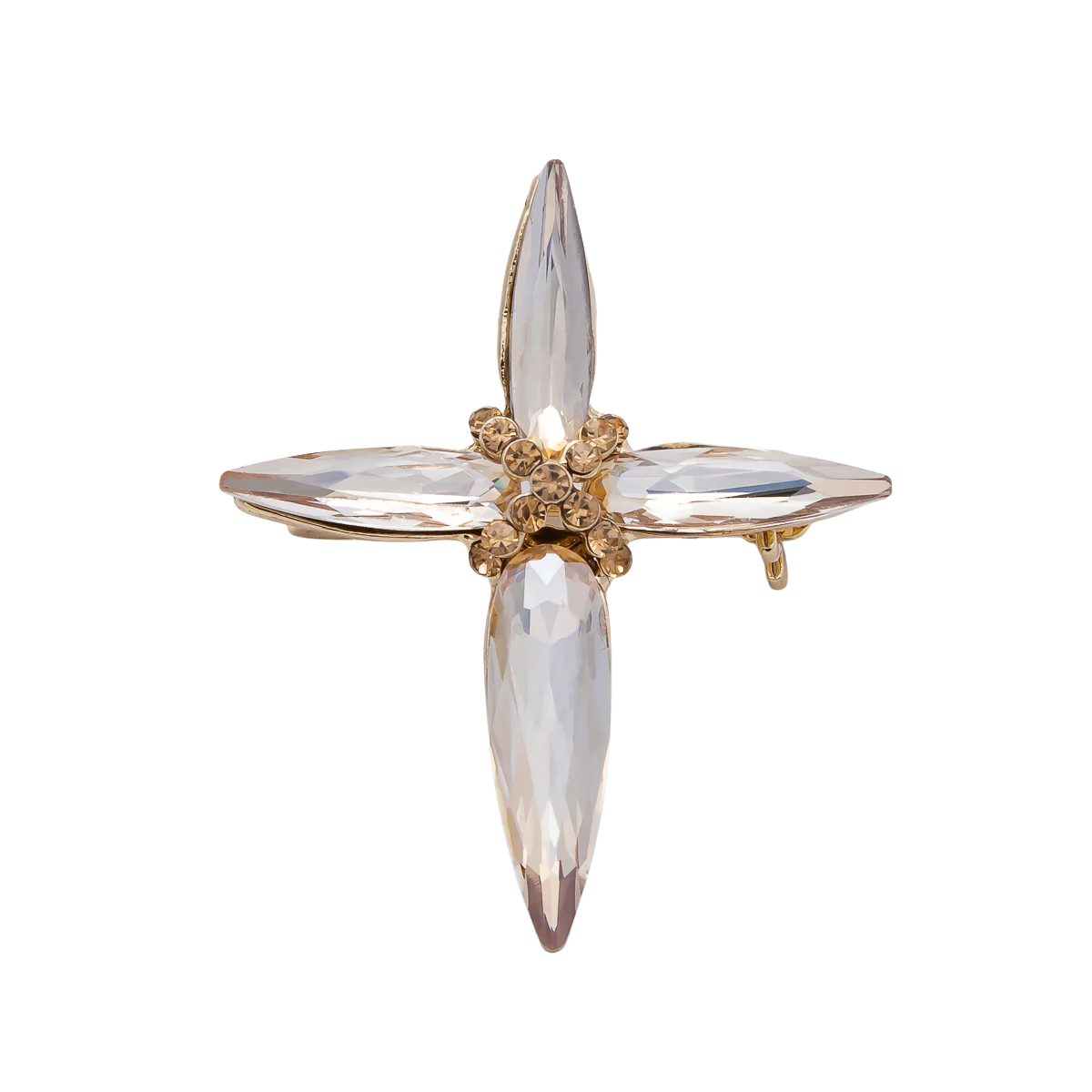 Marquise Rhinestone Tied Cross Pin Brooch BH-21BH056