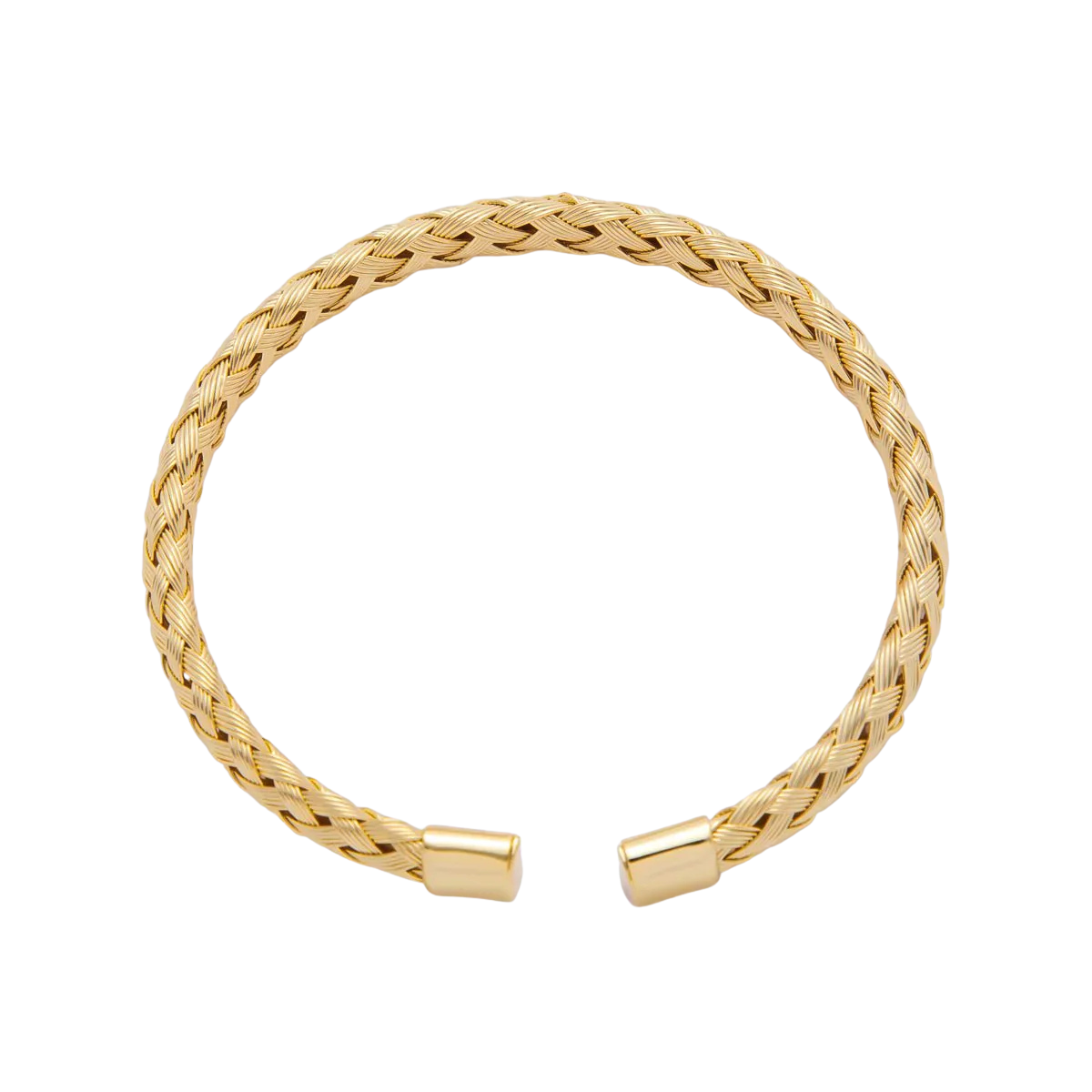 Gold Stainless Steel Braided Woven Round Cuff Bangle Bracelet ✦ BA-21WA3471