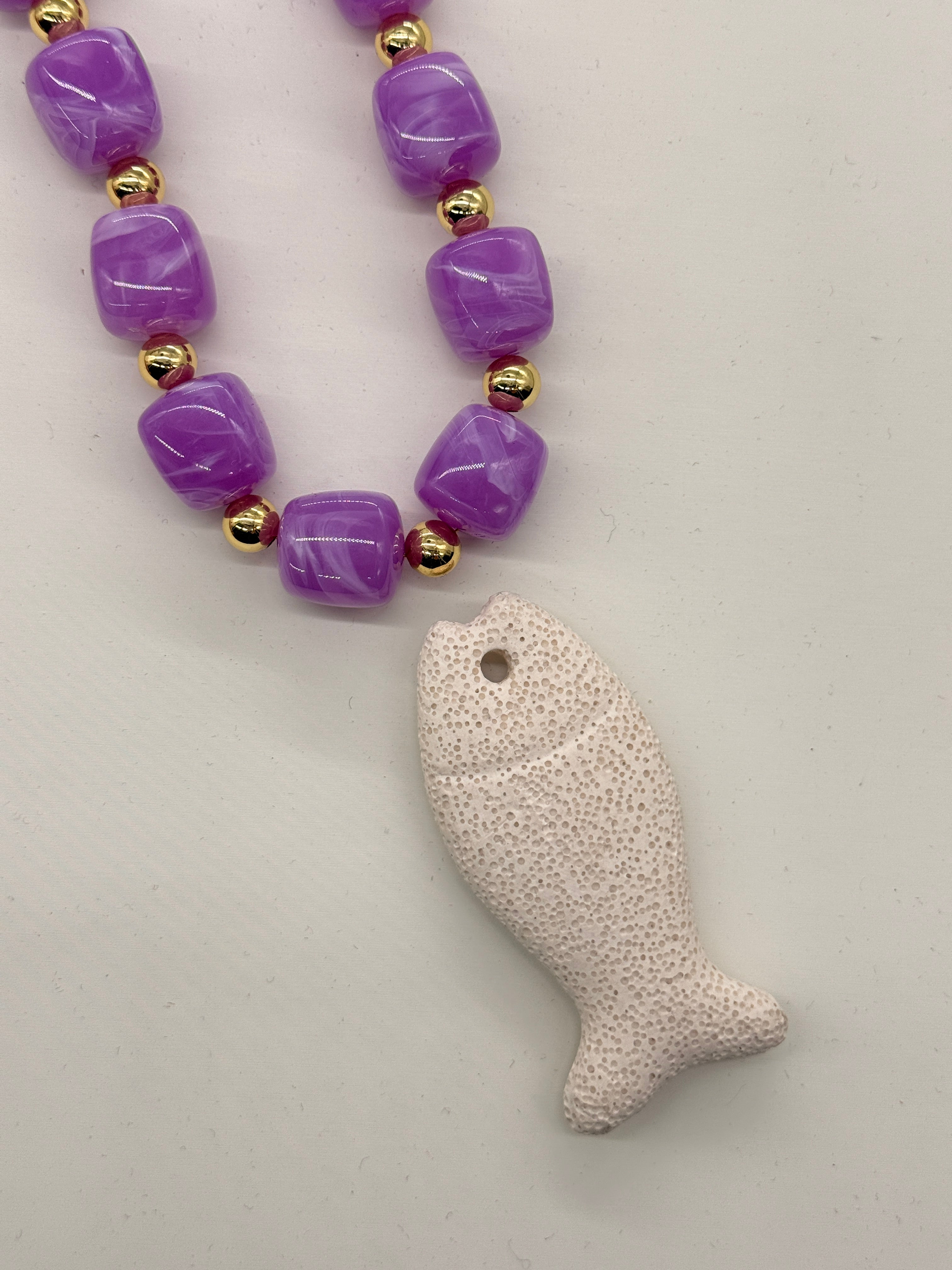 Blue Resin W. Lava Stone Fish NC-SJ2077