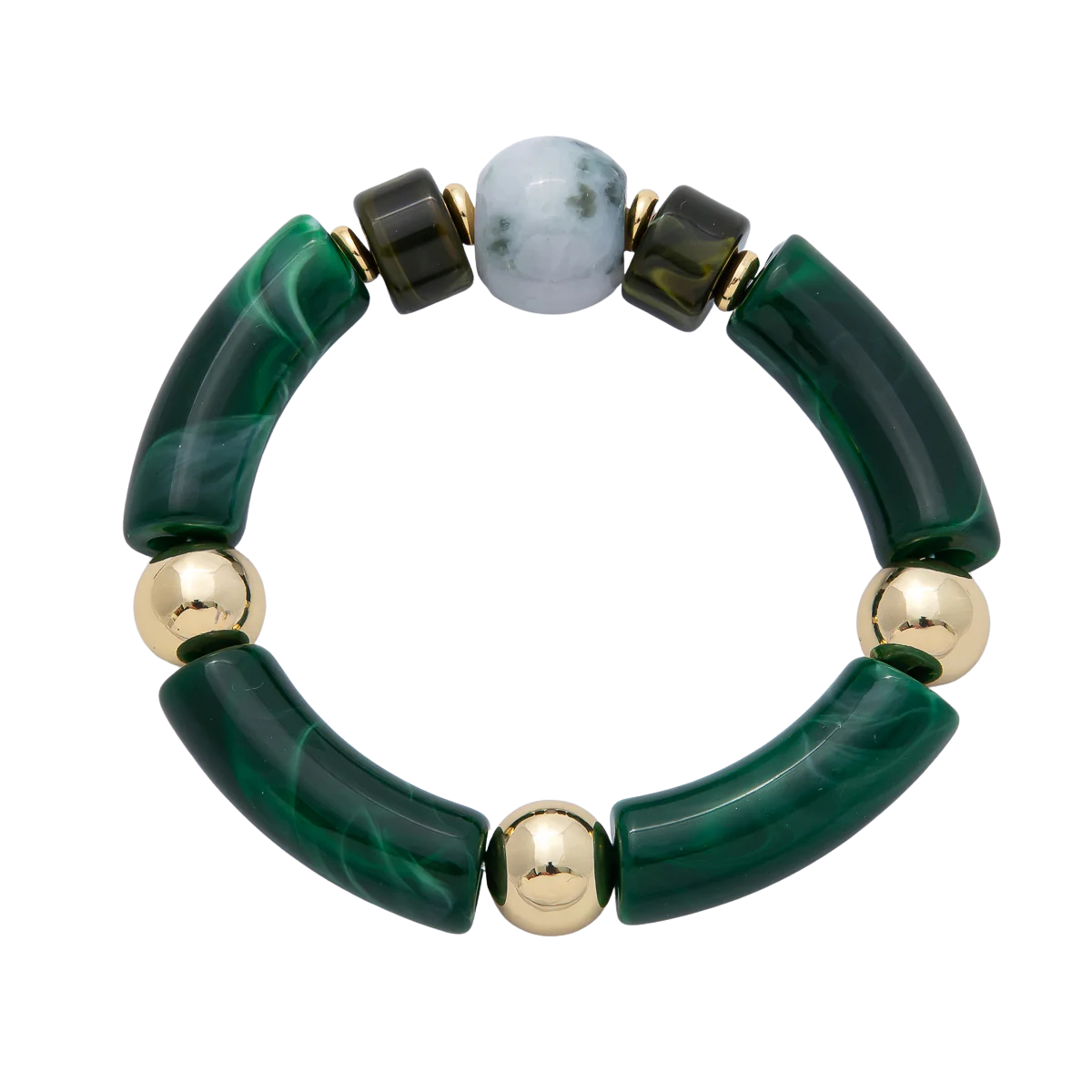 Chunky Green Chic Stretch Gemstone Bracelets BA-21WA3973