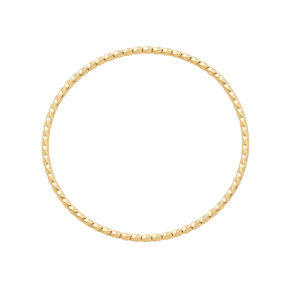 Gold Stainless Steel Twisted Rope Round Bangle Stackable Bracelet ✦  BA-21WA3468